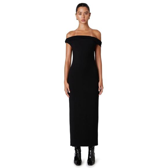 NIA the Brand Off the shoulder Velvet  maxi dress in Burgundy Red  size S NWT - Picture 1 of 7
